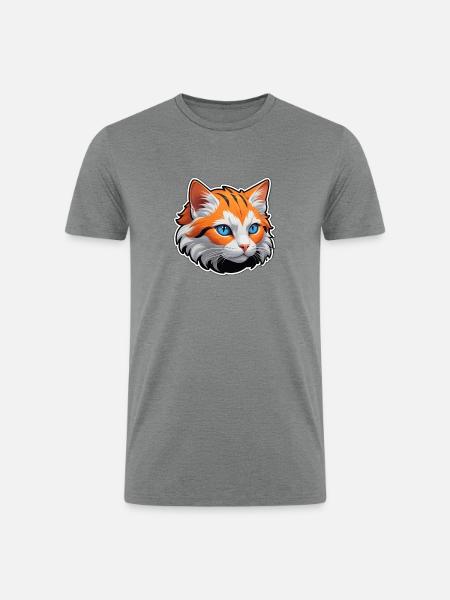 Cat face - Men’s Tri-Blend Organic T-Shirt - heather gray