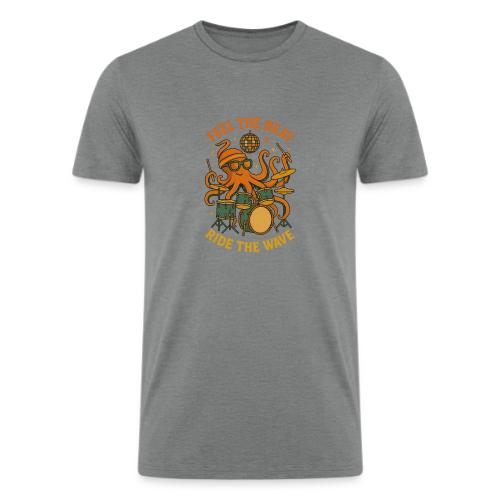 Feel the Beat Octopus Drummer Retro 70s t-shirt - Men’s Tri-Blend Organic T-Shirt