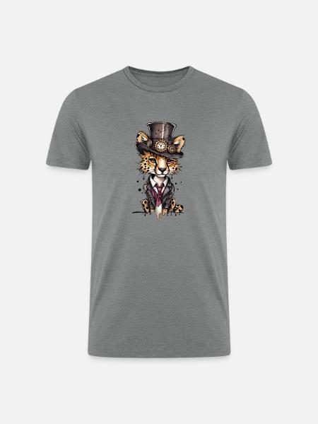 Well-dressed cheetah - Men’s Tri-Blend Organic T-Shirt - heather gray