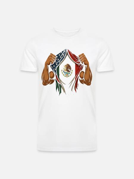 Mexican American Flag Mexican Roots - Men’s Tri-Blend Organic T-Shirt -