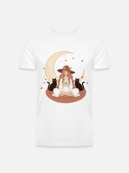 Enchanted Autumn Witch & Moonlight - Men’s Tri-Blend Organic T-Shirt -