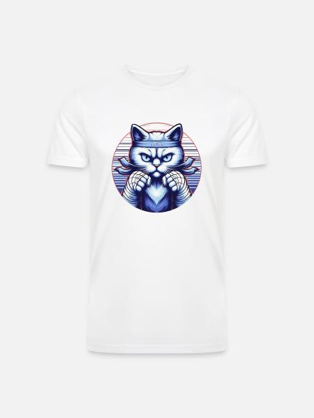 Fighting Angry Blue Cat - Men’s Tri-Blend Organic T-Shirt -