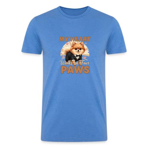 My Heart Walks on Four Paws – Pomeranian tee - Men’s Tri-Blend Organic T-Shirt