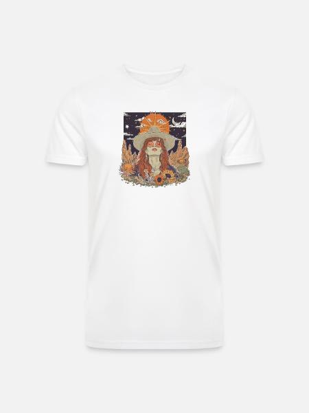 Mystic Sunflower Dreamer Illustration - Men’s Tri-Blend Organic T-Shirt -  heather blue