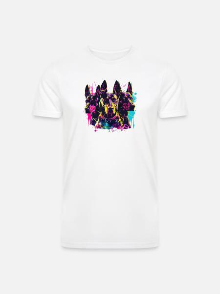 Neon Doberman Trio Splash - Men’s Tri-Blend Organic T-Shirt -