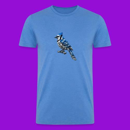 Silver Blue Jay on Perch - Men’s Tri-Blend Organic T-Shirt