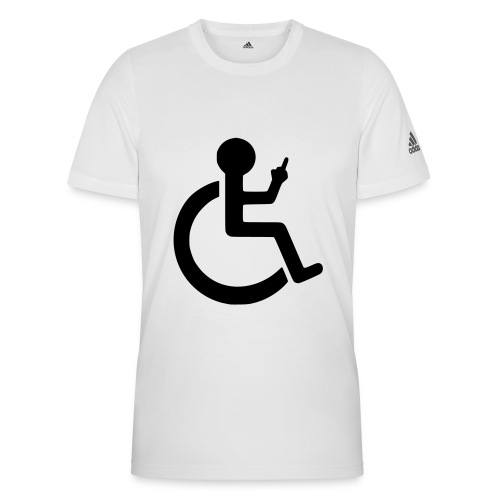 Wheelchair user holding up the middle finger * - Adidas Men's Recycled Performance T-Shirt