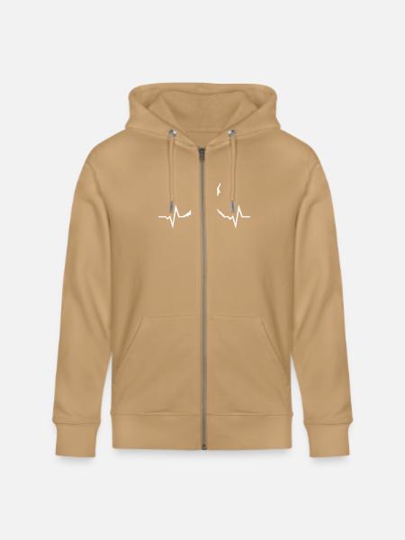 Snowboarding - Snowboarder, Mountain & ECG - Stanley/Stella Cultivator Organic Zip Hoodie - latte