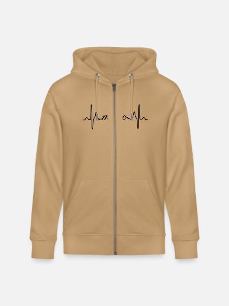 Music ECG heartbeat - Stanley/Stella Cultivator Organic Zip Hoodie - latte