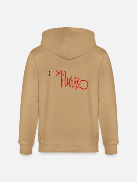 Nurse Stethoscope - Stanley/Stella Cultivator Organic Zip Hoodie - latte