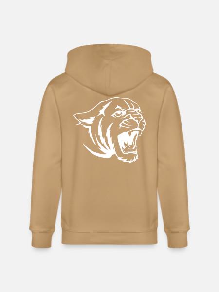 Cougar Tiger Face - Stanley/Stella Cultivator Organic Zip Hoodie - latte