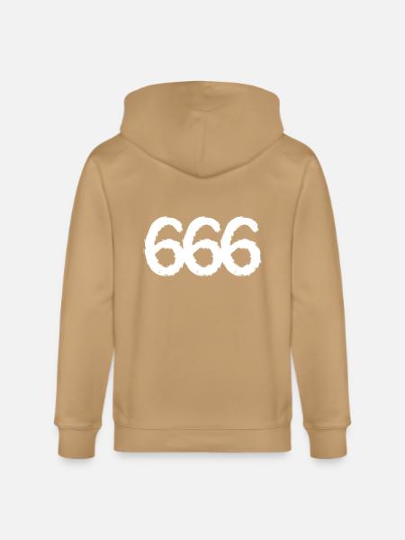 666 symbol number white - Stanley/Stella Cultivator Organic Zip Hoodie - latte