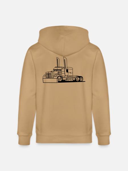 Comic style truck - Stanley/Stella Cultivator Organic Zip Hoodie - latte