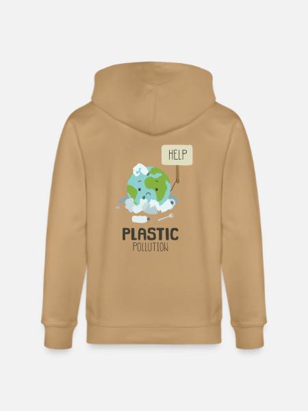Earth Suffering Plastic Pollution - Stanley/Stella Cultivator Organic Zip Hoodie - latte