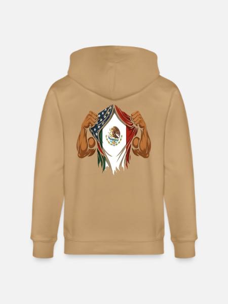 Mexican American Flag Mexican Roots - Stanley/Stella Cultivator Organic Zip Hoodie - latte