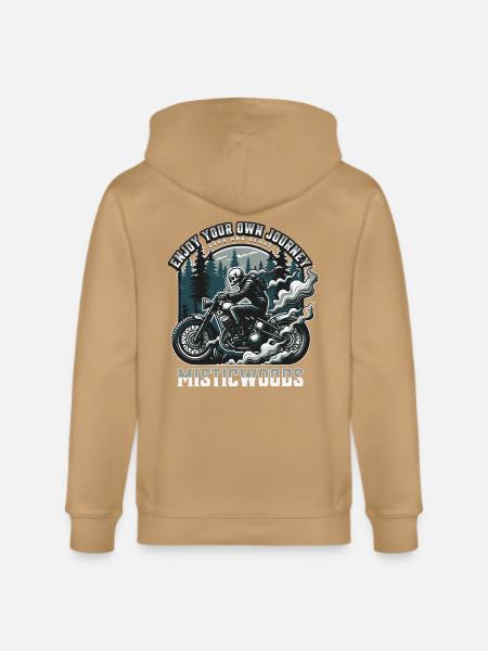 Mystic Woods Skeleton Rider - Stanley/Stella Cultivator Organic Zip Hoodie - latte