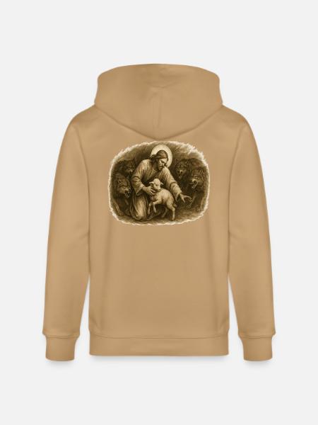Shepherd and Lamb Among Wolves - Stanley/Stella Cultivator Organic Zip Hoodie - latte