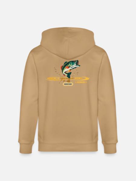 Bass Fish Splash Print - Stanley/Stella Cultivator Organic Zip Hoodie - latte