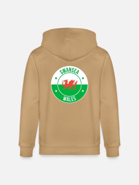 Dragon Crest Swansea Wales - Stanley/Stella Cultivator Organic Zip Hoodie - latte