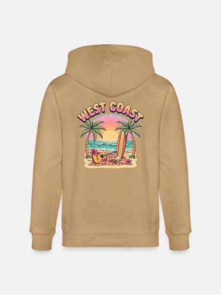 West-Coast-Surf-Vibe-Retro-California-Beach-Sun - Stanley/Stella Cultivator Organic Zip Hoodie - latte