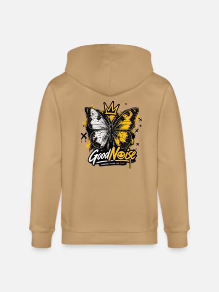Butterfly Crown Graffiti - Stanley/Stella Cultivator Organic Zip Hoodie - latte