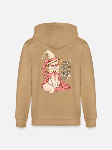 Soft Heart Strong Magic Cat - Stanley/Stella Cultivator Organic Zip Hoodie - latte