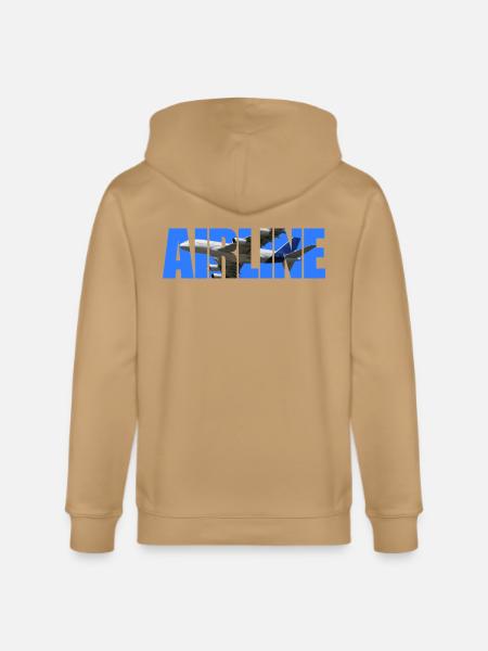 Airline Bold Cutout Jet Art - Stanley/Stella Cultivator Organic Zip Hoodie - latte