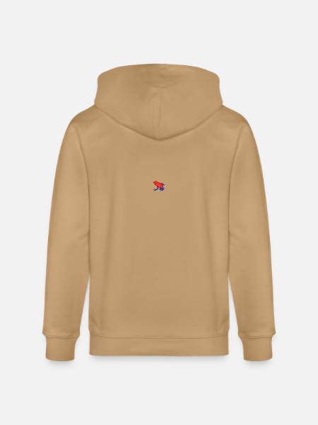Strawberry Poison Dart Frog - Stanley/Stella Cultivator Organic Zip Hoodie - latte