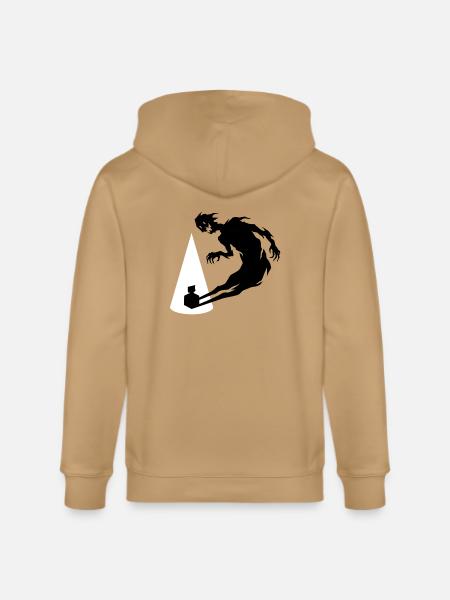 Cone Silhouette with Leaning Figure - Stanley/Stella Cultivator Organic Zip Hoodie - latte
