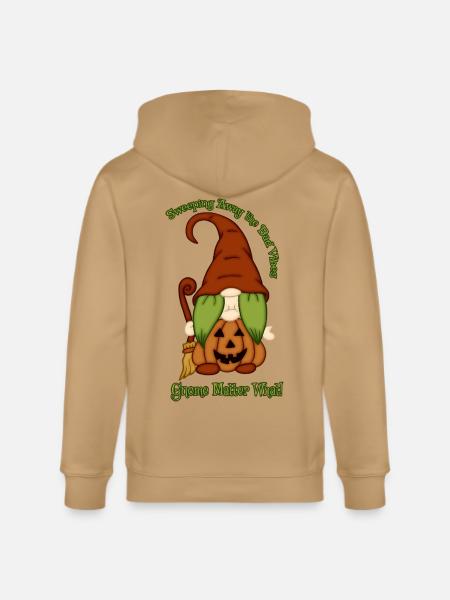 Gnome-O-Ween Pumpkin Witch Pun - Stanley/Stella Cultivator Organic Zip Hoodie - latte