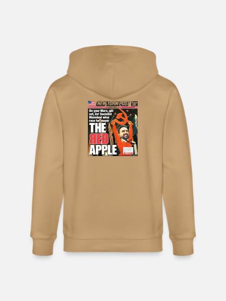 The Red Apple New York Post Zohran Mamdani  - Stanley/Stella Cultivator Organic Zip Hoodie - latte