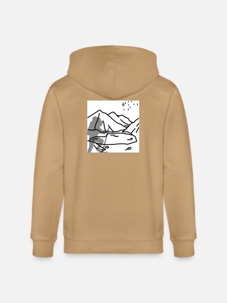 Minimal Mountain Birds Line Art - Stanley/Stella Cultivator Organic Zip Hoodie - latte