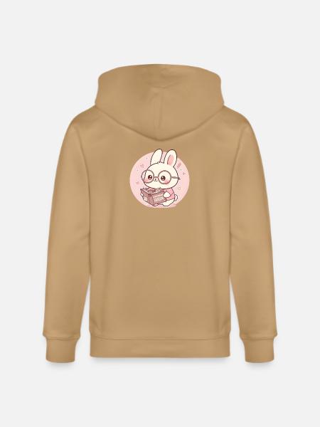 Overthinking Queen Bunny Reading - Stanley/Stella Cultivator Organic Zip Hoodie - latte