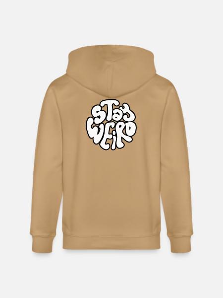 Stay Weird Retro Circle Text - Stanley/Stella Cultivator Organic Zip Hoodie - latte