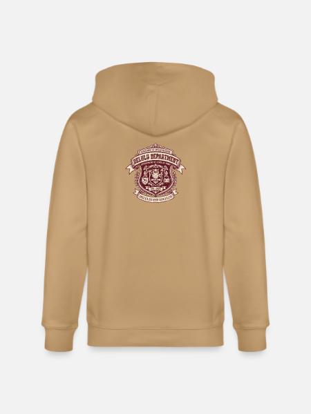 Delulu Department Crest - Stanley/Stella Cultivator Organic Zip Hoodie - latte