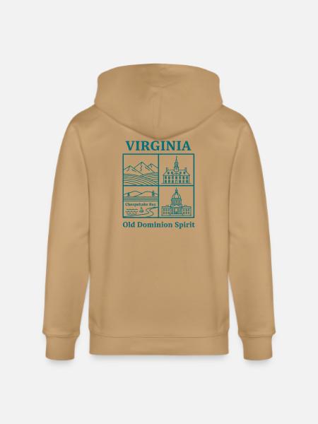 Virginia Vista: Mountains, Bay and Capitol - Stanley/Stella Cultivator Organic Zip Hoodie - latte