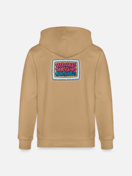 Valuable Nothing Retro TV - Stanley/Stella Cultivator Organic Zip Hoodie - latte