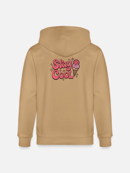 Stay Cool Ice Cream Groovy - Stanley/Stella Cultivator Organic Zip Hoodie - latte