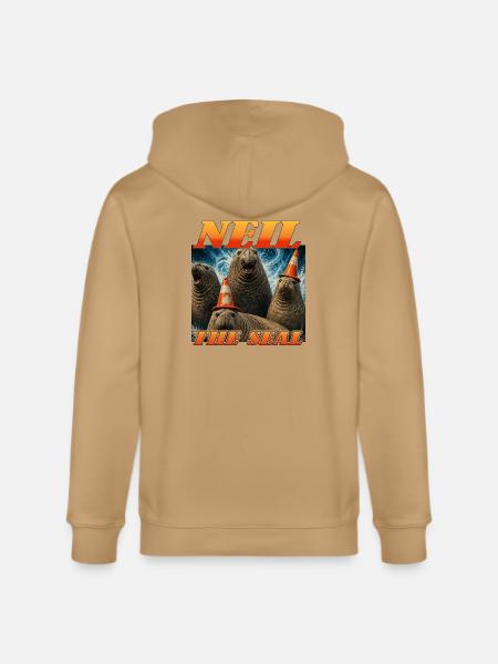 Neil the Seal Cone Crew - Stanley/Stella Cultivator Organic Zip Hoodie - latte
