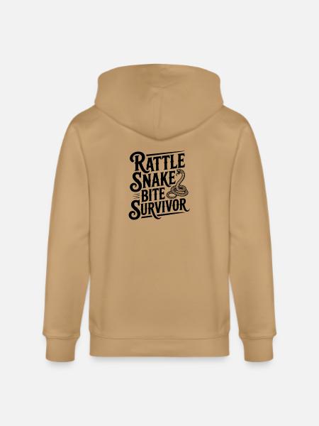 Rattle Snake Bite Survivor - Stanley/Stella Cultivator Organic Zip Hoodie - latte