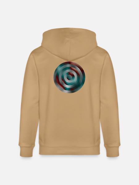 Spiral Teal Red Gradient Rings - Stanley/Stella Cultivator Organic Zip Hoodie - latte