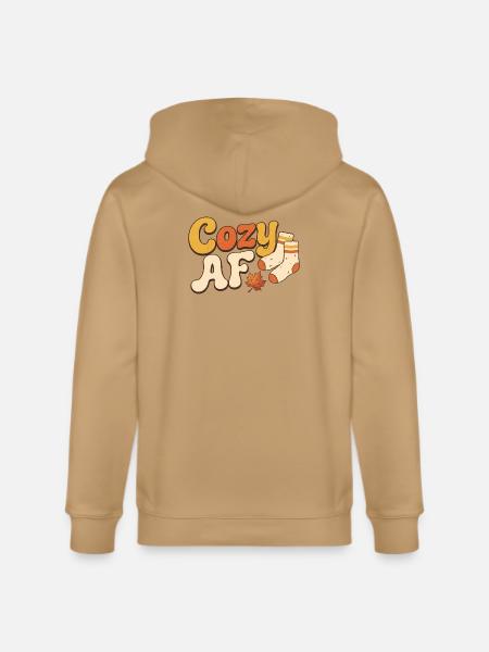 Cozy AF Autumn Socks - Stanley/Stella Cultivator Organic Zip Hoodie - latte
