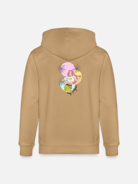 Pastel Leafy Heroine - Stanley/Stella Cultivator Organic Zip Hoodie - latte
