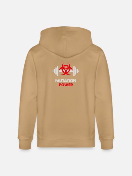 Powerlifting Mutation Strength - Stanley/Stella Cultivator Organic Zip Hoodie - latte