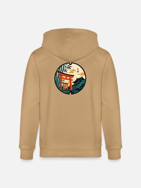 Kyoto Manhole Art - Stanley/Stella Cultivator Organic Zip Hoodie - latte