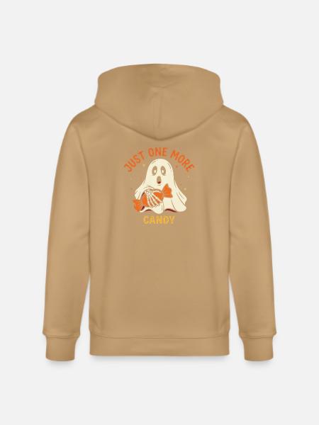 Just One More Candy Ghost - Stanley/Stella Cultivator Organic Zip Hoodie - latte