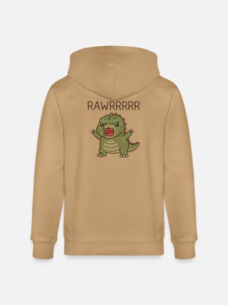 T Rex Funny Dinosaur Cartoon - Stanley/Stella Cultivator Organic Zip Hoodie - latte