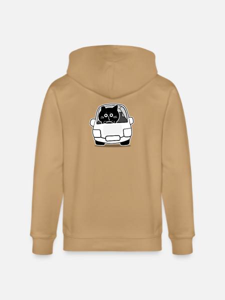 Chubby Black Cat Expressions - driver cat - Stanley/Stella Cultivator Organic Zip Hoodie - latte