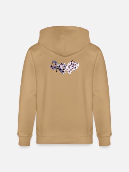 Sprig of Cherry Blossoms - Stanley/Stella Cultivator Organic Zip Hoodie - latte
