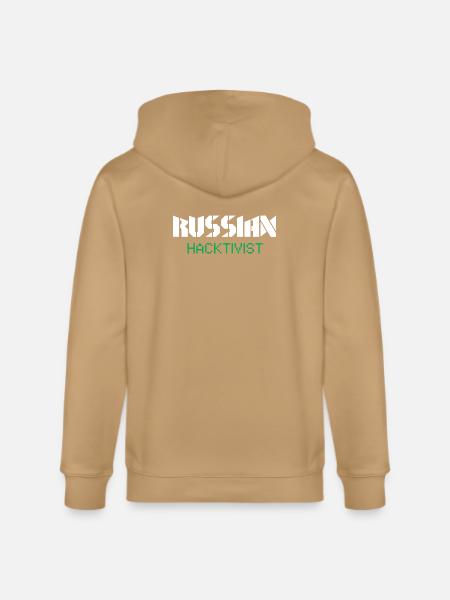 Russian Hacktivist Pixel Design - Stanley/Stella Cultivator Organic Zip Hoodie - latte